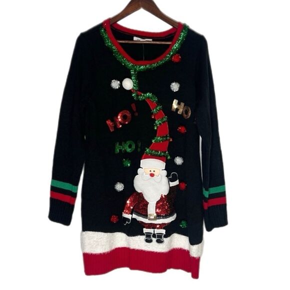 99 Jane Street Santa Holiday Stripe Ugly Sweater - Picture 1 of 5